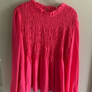 Bright pink smocked Jodifl top